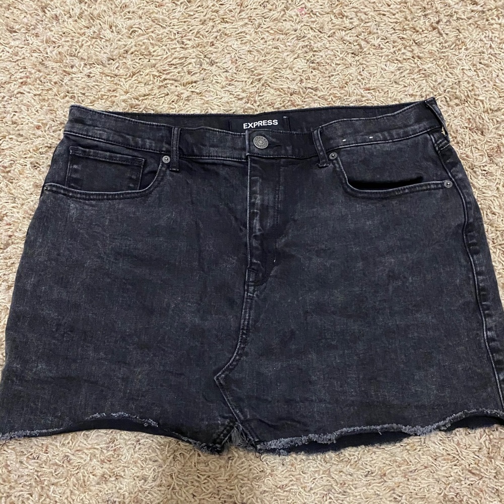 Express mid rise straight hem denim mini skirt